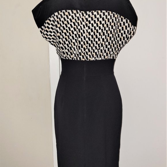 NWOT! WHBM Silk Black/Patterned Dress - 4 - Picture 2 of 4